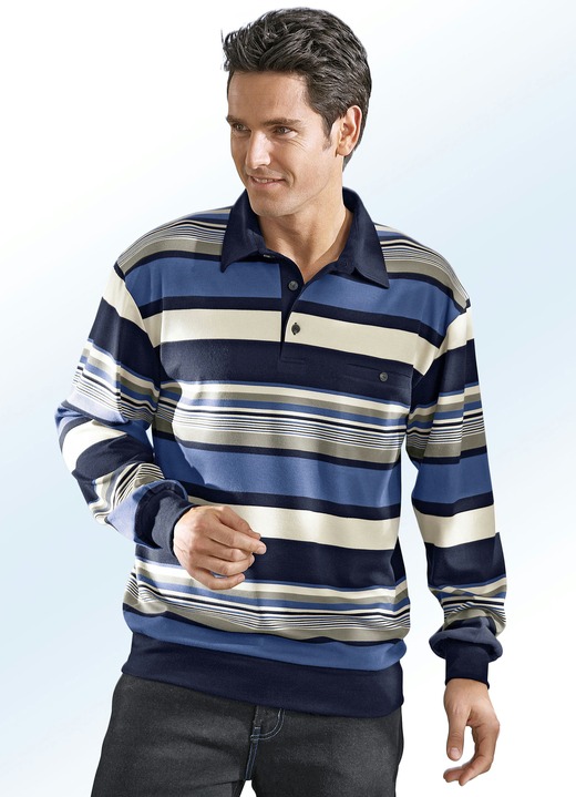 Sweatshirts - Poloshirt in 3 kleuren, in Größe 046 bis 062, in Farbe MARINE-BLAUW-SLIB-BEIGE Ansicht 1