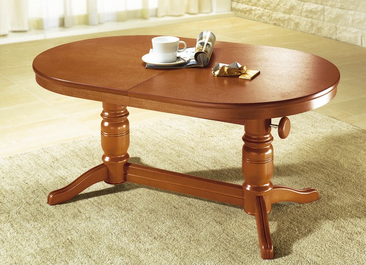 Rustieke eiken meubels - Deels massieve salontafel, in Farbe KERSENBOOM, in Ausführung ovaal, vast Ansicht 1