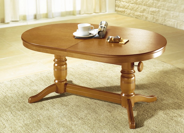 Rustieke eiken meubels - Deels massieve salontafel, in Farbe EIKEN ROBUUST, in Ausführung ovaal, vast Ansicht 1