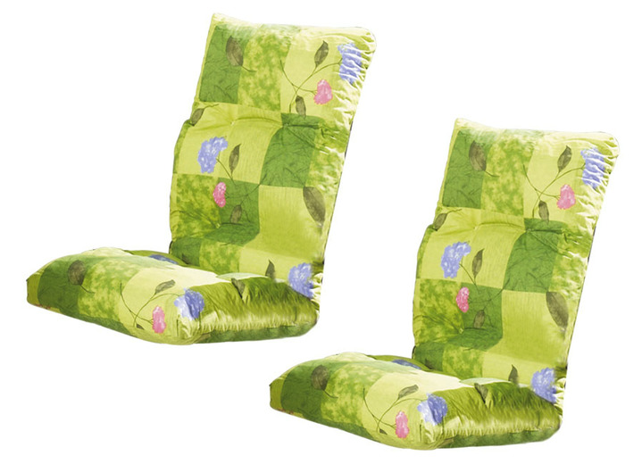 Kussen - Comfortabele kussens met doorgestikte knopen, in Farbe GROEN, in Ausführung Set van 2 kussens voor stoelen met hoge rugleuning Ansicht 1
