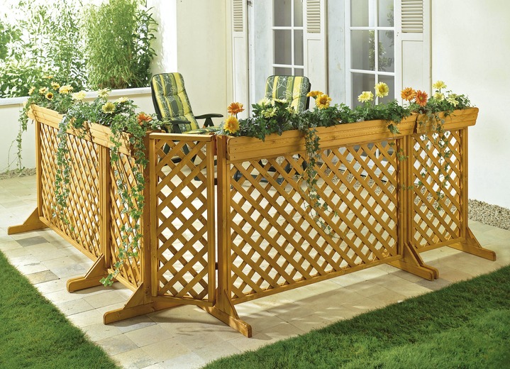 Inkijk- en zonwering - Het element van de pijnboom houten omheining, in Farbe NATUREL, in Ausführung Hoekelement, B 34 cm Ansicht 1