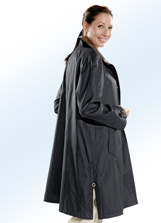 Lang - Korte uitwaaierende mantel, in Größe 040 bis 056, in Farbe ZWART Ansicht 1