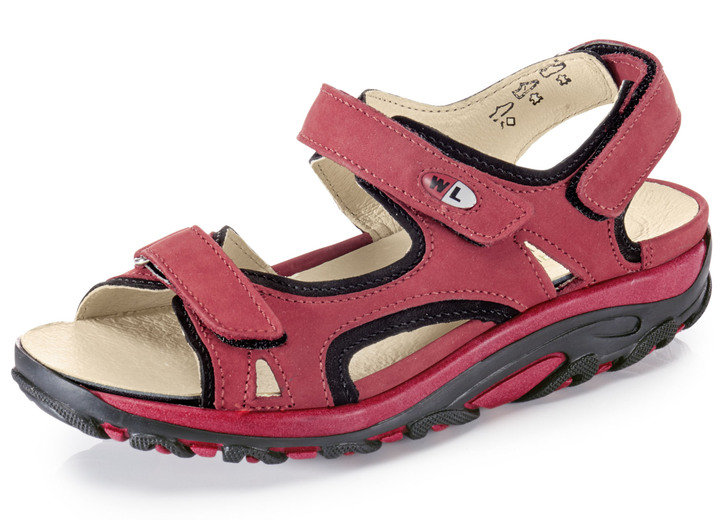 Sandalen & slippers - Rangersandaal met uitneembaar voetbed, in Größe 3 1/2 bis 8, in Farbe GRANAATROOD-ZWART Ansicht 1