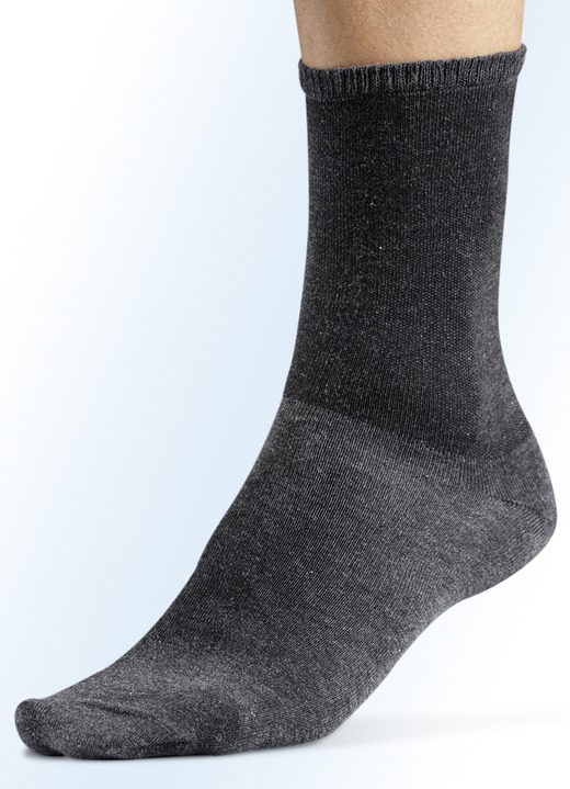 Kousen - Pak van zes paar sokken, effen, in Größe 001 (Schuhgröße 39-42) bis 002 (schoenmaat 43-46), in Farbe 2X ANTRACIET GEMÊLEERD, 2X ZWART, 2X MARINE Ansicht 1