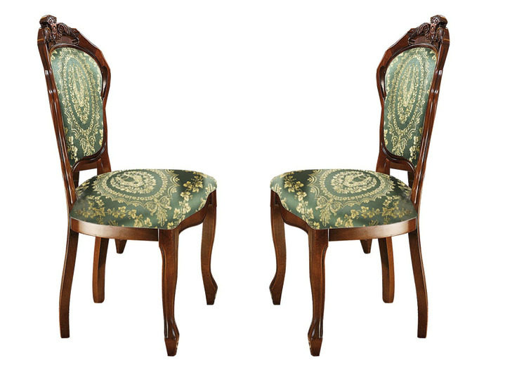 Stoelen & zitbanken - Stoelen met houtsnijwerk en massief beukenhouten frame, in Farbe DONKERGROEN, in Ausführung Set van 2 stoelen Ansicht 1