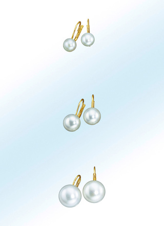 Oorbellen met zoetwaterparels in drie groottes
