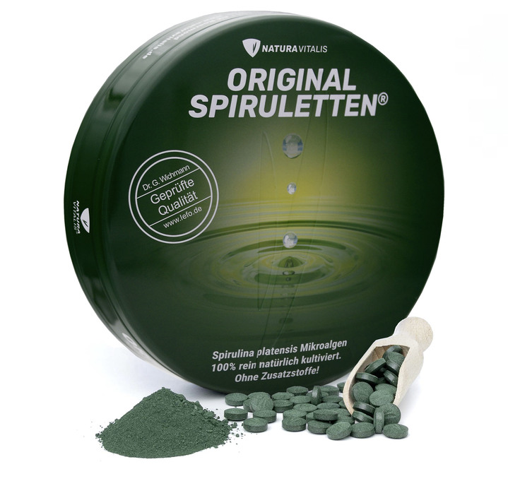 Aus der TV-Werbung - Spirulina Presslinge in Spirulettendose, in Farbe