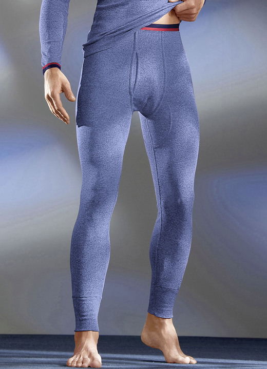 Slips & onderbroeken - Permatherm twee-pack lange onderbroeken, winterondergoed, in Größe 004 bis 009, in Farbe 1x JEANSBLAUW GEMÊLEERD, 1x ANTRACIET GEMÊLEERD Ansicht 1