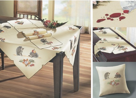 Funke tafel- en kamerdecoratie met egel- en bladermotieven