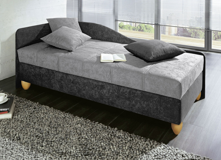 Logeerbedden - Comfortabel studioligbed op massief houten poten, in Farbe ANTRACIET-LICHTGRIJS, in Ausführung ohne Kissen Ansicht 1