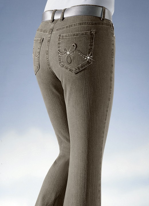 Broeken - Jeans met fonkelende strasssteentjes, in Größe 018 bis 088, in Farbe TAUPE