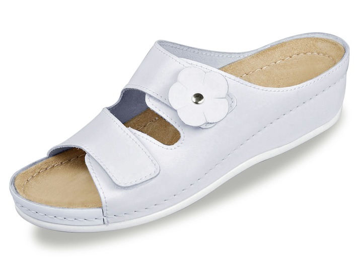 Sandalen & slippers - Muiltjes met leren diep voetbed, in Größe 036 bis 042, in Farbe WIT Ansicht 1