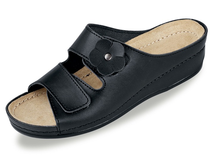 Sandalen & slippers - Muiltjes met leren diep voetbed, in Größe 036 bis 042, in Farbe ZWART Ansicht 1