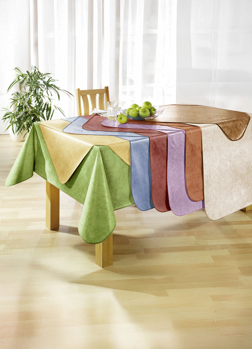Tafellakens - Klassiek gemarmerd tafelzeil van tafelzeil, in Größe 108 (Tischdecke, 80/ 80 cm) bis 220 (Tischdecke, oval, 155/220 cm), in Farbe CRÈME Ansicht 1