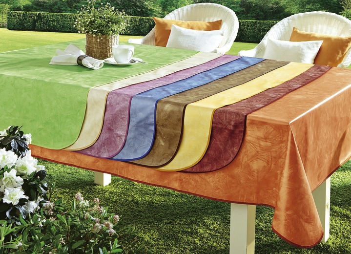 Tafellakens - Klassiek gemarmerd oliekleed tafelkleed, in Größe 108 (tafelkleed, 80/80 cm) bis 220 (tafellaken ovaal, 155/220 cm), in Farbe CRÈME Ansicht 1
