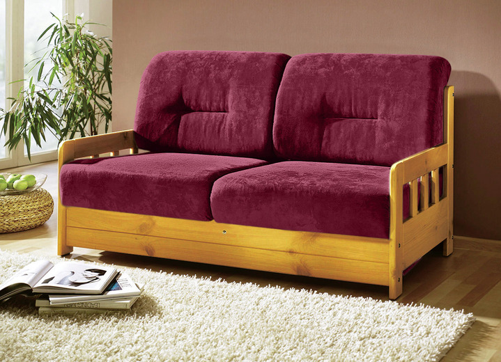 Slaap sofa`s - Transformerende bank gemaakt van massief grenen, in Farbe BORDEAUX, in Ausführung Omvormbare bank Ansicht 1