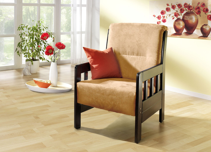 Stoel - Fauteuil van massief grenen, in Farbe BEIGE, in Ausführung Fauteuil Ansicht 1
