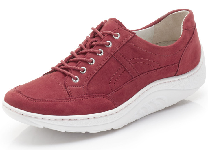 Instappers & veterschoenen - Waldläufer, comfortabele dames veterschoenen, breedte H, zool met afrolfunctie, in Größe 4 bis 8 1/2, in Farbe ROBIJNROOD Ansicht 1