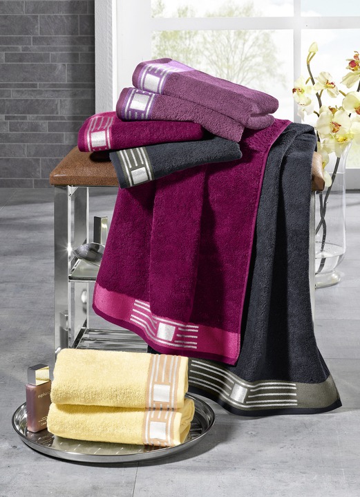 Handdoeken - Badstofserie met glittergaren, in Größe 200 (1 handdoek 50/100 cm) bis 205 (voordeelset, 6-delig), in Farbe BORDEAUXROOD