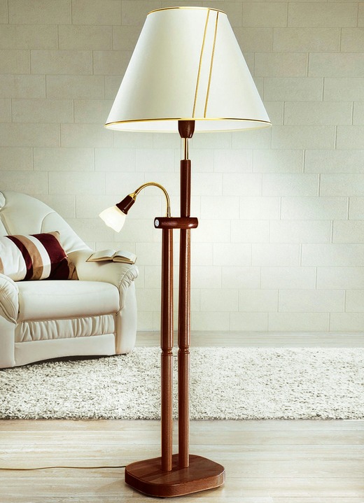 Klassieke meubels - Stalamp met leeslamp, in Farbe NOTENBOOM Ansicht 1