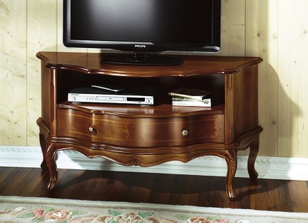 TV longboard met houtsnijwerk en inlegwerk