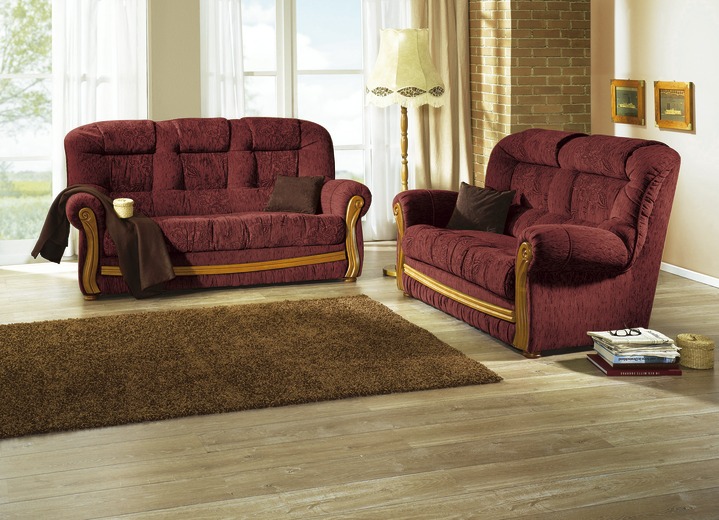 Gestoffeerde meubels - Gestoffeerde meubelen met chatoses van echt hout, in Farbe BORDEAUX, in Ausführung Fauteuil Ansicht 1