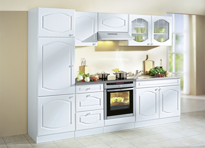Keukenmeubels - Keukenfornuis met geprofileerd front, in Farbe WIT, in Ausführung Hangkast deur wasemkap Ansicht 1