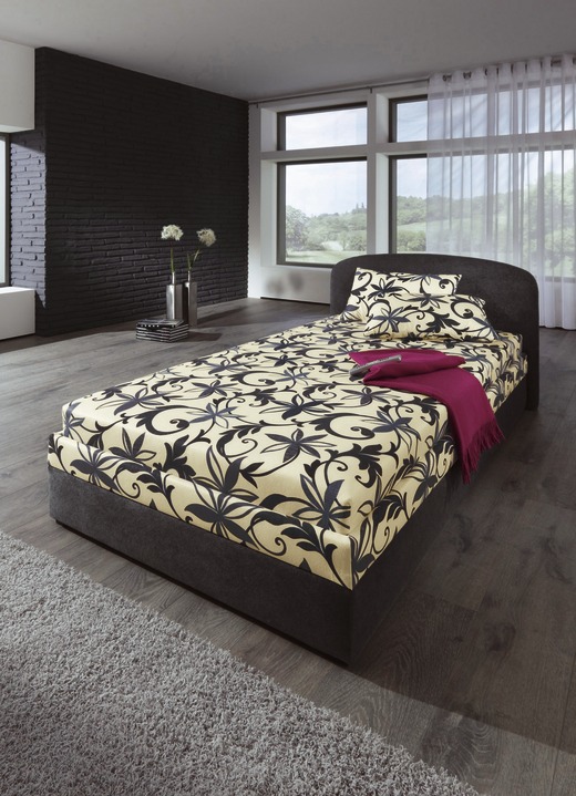Gestoffeerde bedden - Gestoffeerd bed met comfortabele lighoogte, in Farbe GRIJS Ansicht 1