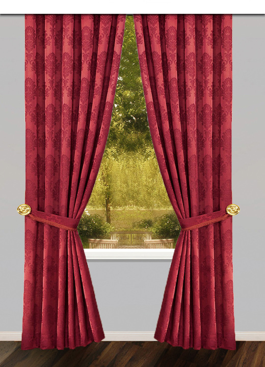 - Gordijnenset van jacquard, in Größe 501 (150 x 115 cm) bis 899 gordijnhouder, set van 2 (ca. 60 cm), in Farbe WIJNROOD Ansicht 1