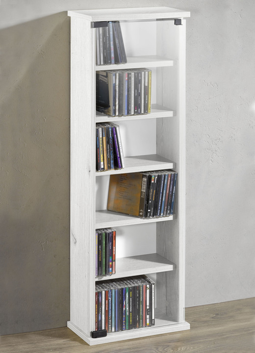 Klassieke meubels - Vitrinekast met ESG-veiligheidsglas voor 150 cd's, in Farbe WIT Ansicht 1