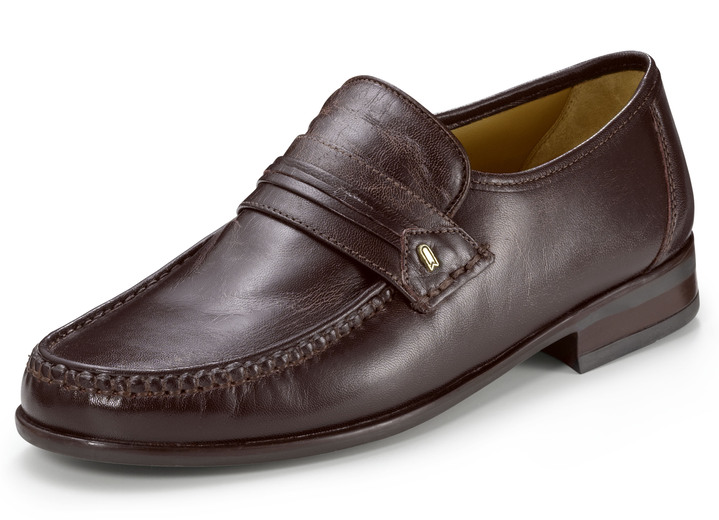 - Mocassin-loafers van Chevreau-leer, in Größe 039 bis 046, in Farbe BORDEAUX