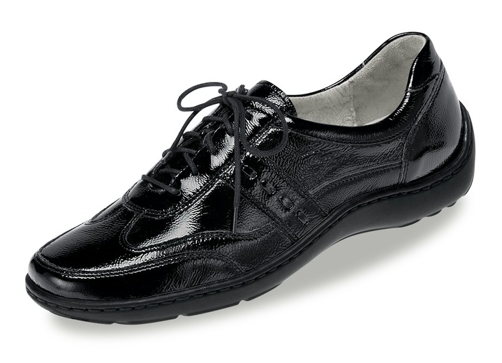 Instappers & veterschoenen - Waldläufer, comfortabele dames veterschoenen, breedte H, met uitneembaar voetbed, in Größe 4 bis 8 1/2, in Farbe ZWART Ansicht 1