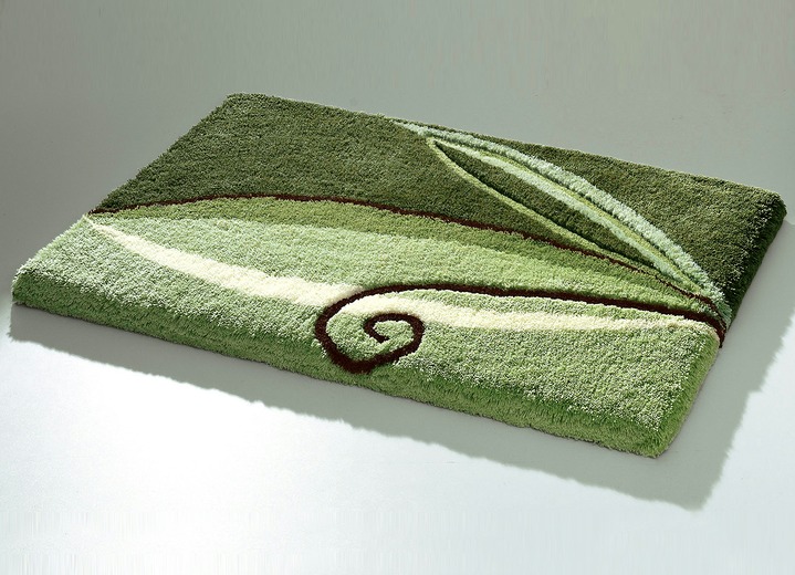 Badmatten - Zachte badkamerset met antislip achterkant, in Größe 100 (matje, halfrond 50 x 80 cm) bis 110 (hang wc-set, 2-delig), in Farbe GROEN Ansicht 1