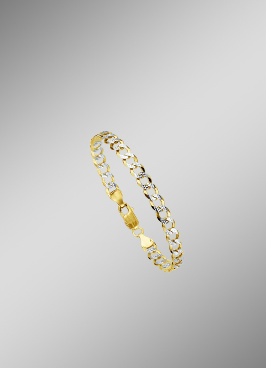 Halskettingen - Massieve, met diamant bezette gepantserde kettingset, in Farbe , in Ausführung Armband, lengte 19 cm Ansicht 1