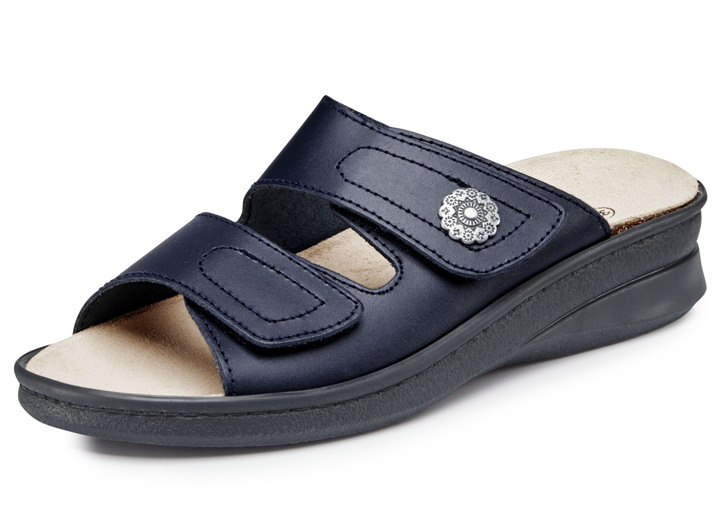 Sandalen & slippers - Comfortabele muiltjes met uitneembaar voetbed, in Größe 036 bis 042, in Farbe DONKERBLAUW Ansicht 1