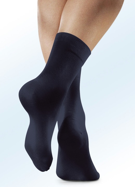 Kousen & panty's - Rogo vier paar sokken met extra brede schacht, in Größe 1 (Schoenm. 35-38) bis 2 (Schoenm. 39-42), in Farbe 2X MARINE, 2X WIT Ansicht 1