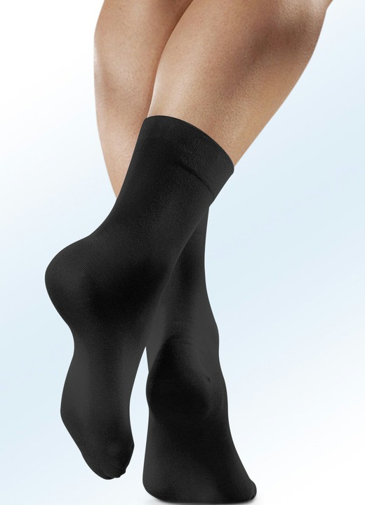 Damenmode - Rogo 4 Paar Socken mit extra weitem Schaft, in Größe 1 (Schuhgr. 35-38) bis 2 (Schuhgr. 39-42), in Farbe 4X SCHWARZ Ansicht 1