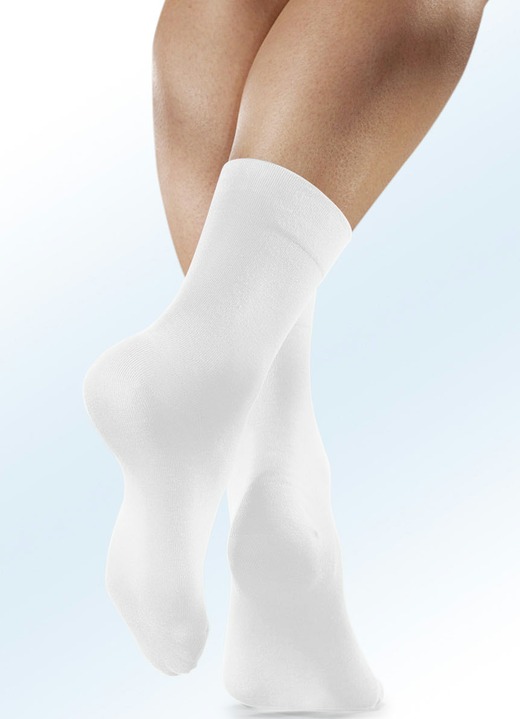 Kousen & panty's - Rogo vier paar sokken met extra brede schacht, in Größe 1 (Schoenm. 35-38) bis 2 (Schoenm. 39-42), in Farbe 4X WEISS Ansicht 1