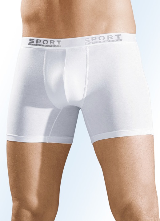Pants & boxershorts - Set van drie broeken met elastische tailleband, effen, in Größe 004 bis 009, in Farbe 3X WIT Ansicht 1