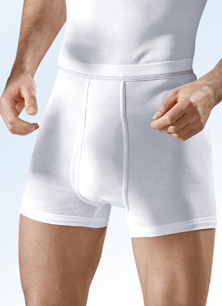 Hermko drie-pack dubbele ribbroek met gulp, wit