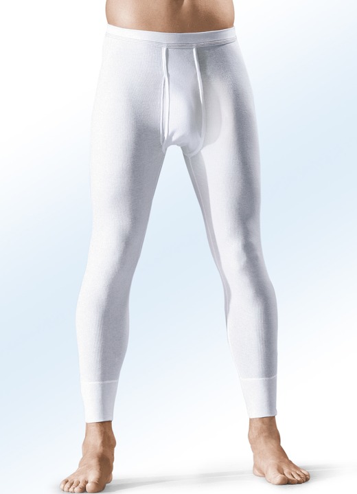 Slips & broeken - Hermko dubbele ribbroek met gulp, twee stuks, wit, in Größe 005 bis 013, in Farbe WIT