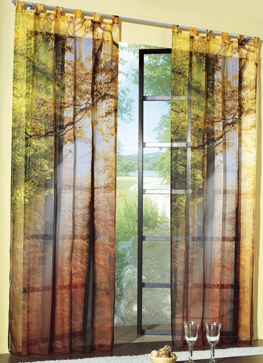 Modern - Gordijn met digitale print herfstmotief, in Größe 365 (H 145 x B 120 cm) bis 572 (H 245 x B 120 cm), in Farbe , in Ausführung Met universeel railscharnier