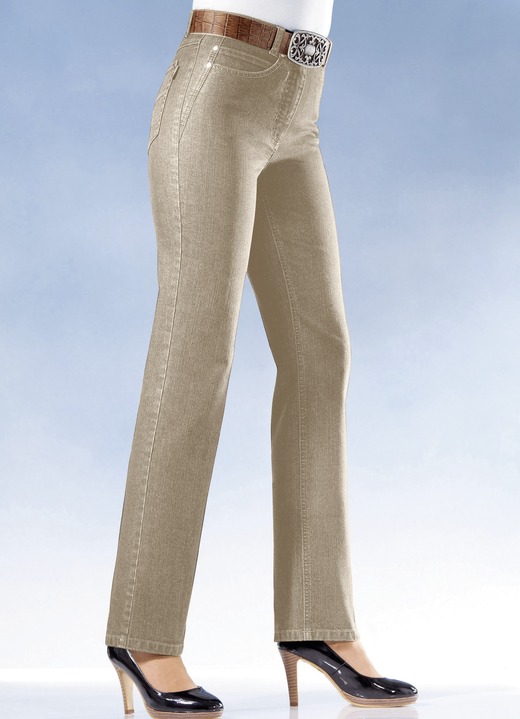 Broeken - Buikcorrigerende jeans, in 8 kleuren, in Größe 018 bis 054, in Farbe BEIGE Ansicht 1