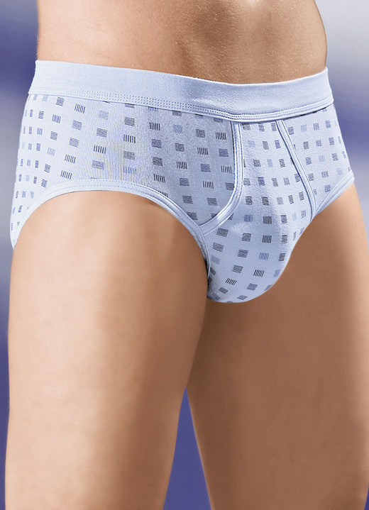 Slips & broeken - Schiesser set van twee slips van fijne rib, met gulp, in Größe 005 bis 009, in Farbe LICHTBLAUW-MEERKLEURIG Ansicht 1