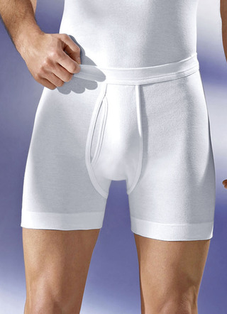Schiesser onderbroek van fijnribstof met gulp, wit