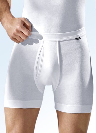 Schiesser onderbroek van fijnribstof met gulp, wit