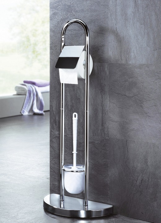 Badkamer-accessories - wc-garnituur voor een staand toilet, in Farbe CHROOM