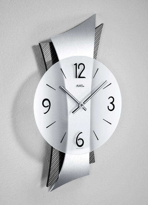 Horloges - Hoogwaardige wandklok van messing met gebogen achterzijde, in Farbe ZILVER Ansicht 1