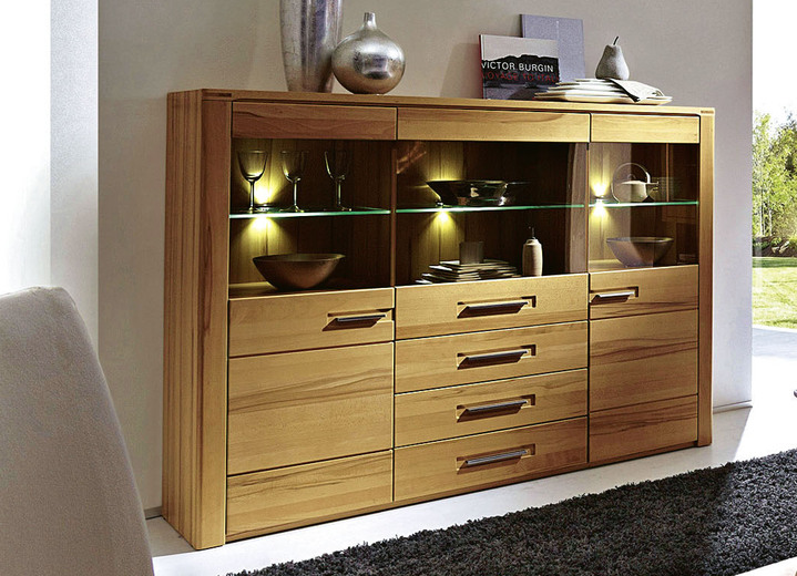 - Highboard, 3 deuren, in Farbe KERNBEUKEN