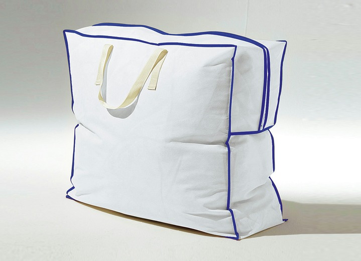 Orde - Opbergzak, set van 2, voor dekbedden en kussens, in Farbe WIT-BLAUW Ansicht 1